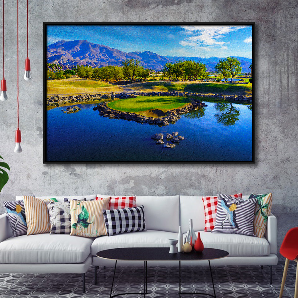 Pga West Stadium Course Painting, Hole 17At Califorlia, Golf Art Print, Gift for him, Framed Canvas Prints Wall Art