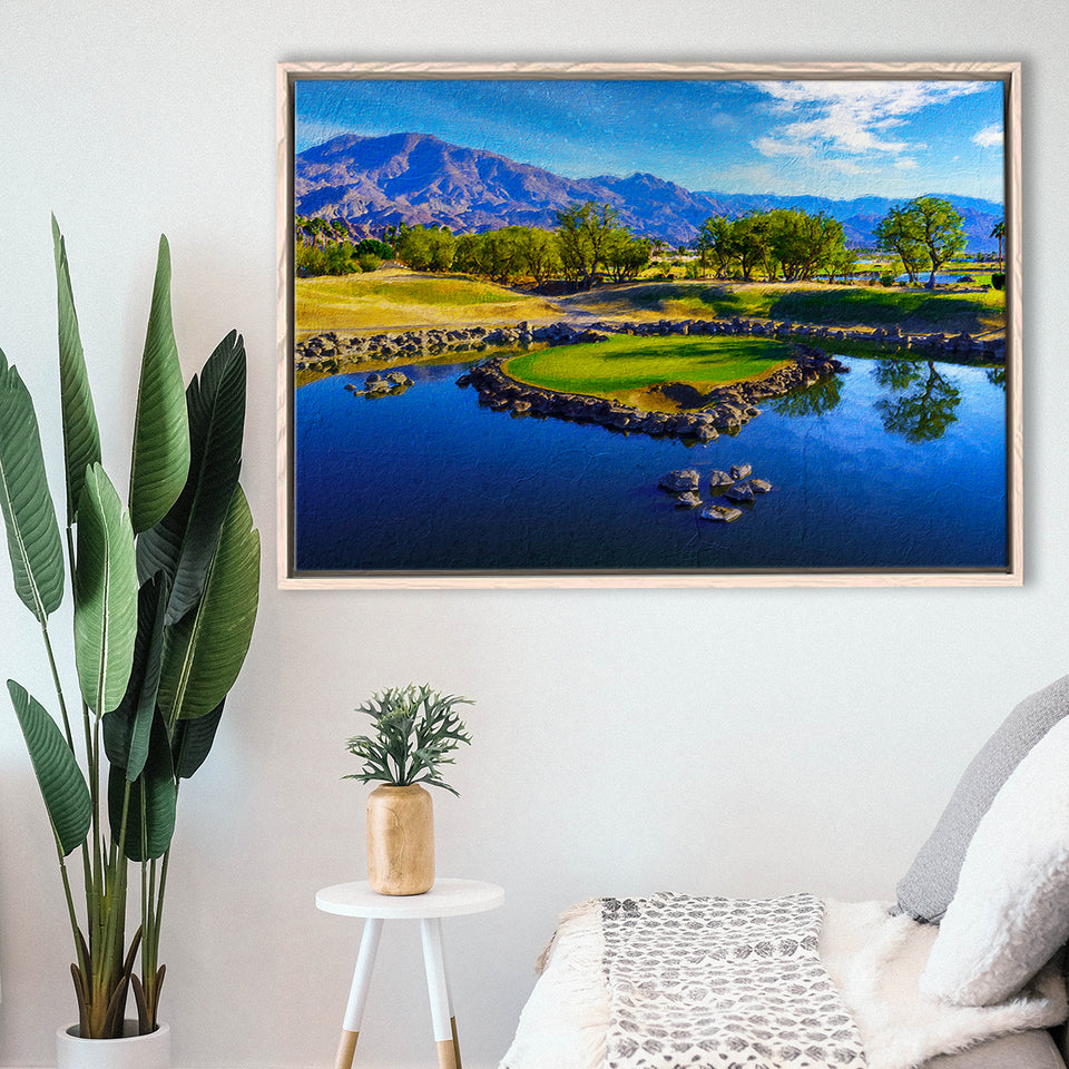 Pga West Stadium Course Painting, Hole 17At Califorlia, Golf Art Print, Gift for him, Framed Canvas Prints Wall Art