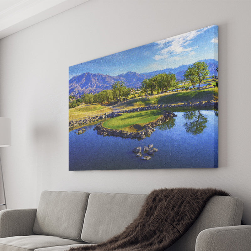 Pga West Stadium Course Painting, Hole 17At Califorlia, Golf Art Print, Gift for him, Canvas Prints Wall Art