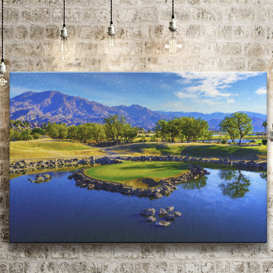 Pga West Stadium Course Painting, Hole 17At Califorlia, Golf Art Print, Gift for him, Canvas Prints Wall Art