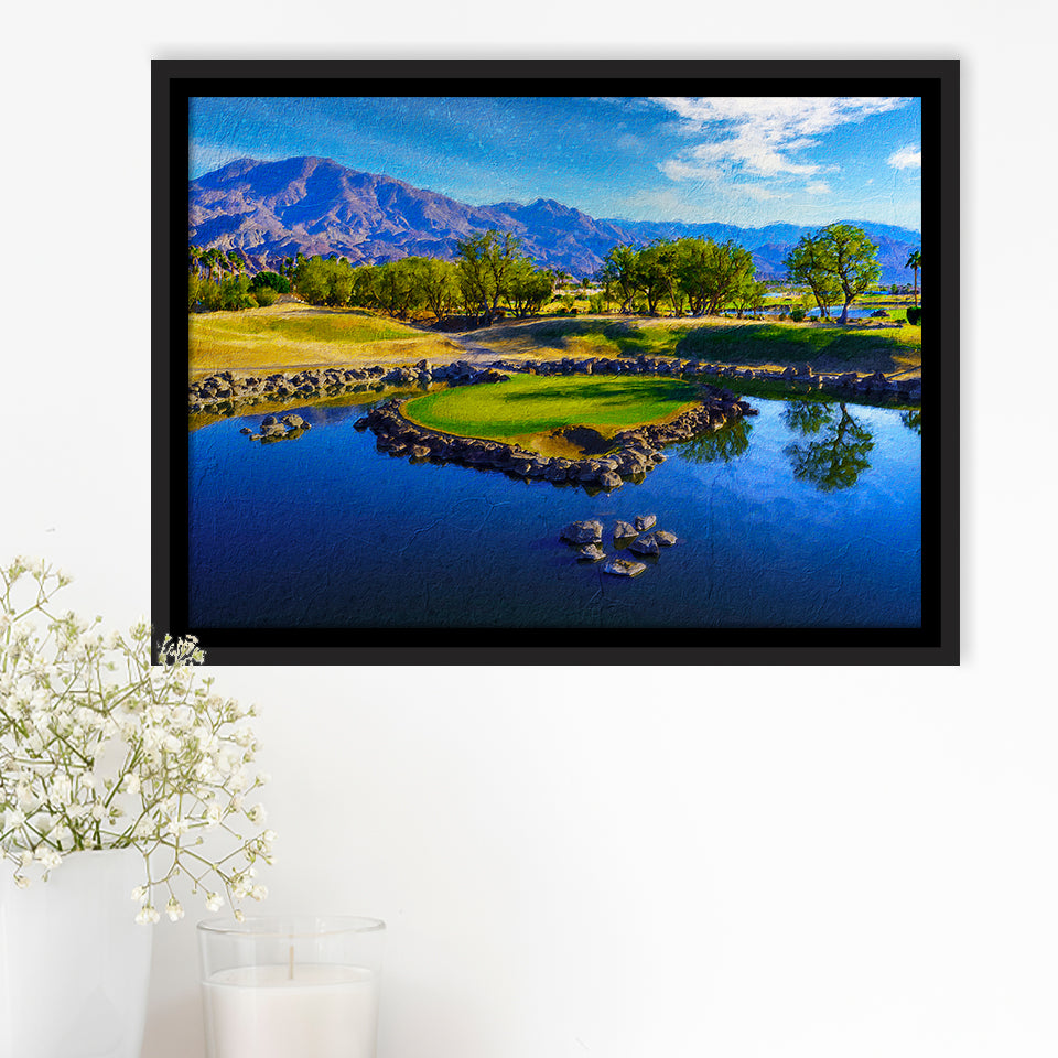 Pga West Stadium Course Painting, Hole 17At Califorlia, Golf Art Print, Gift for him, Framed Canvas Prints Wall Art