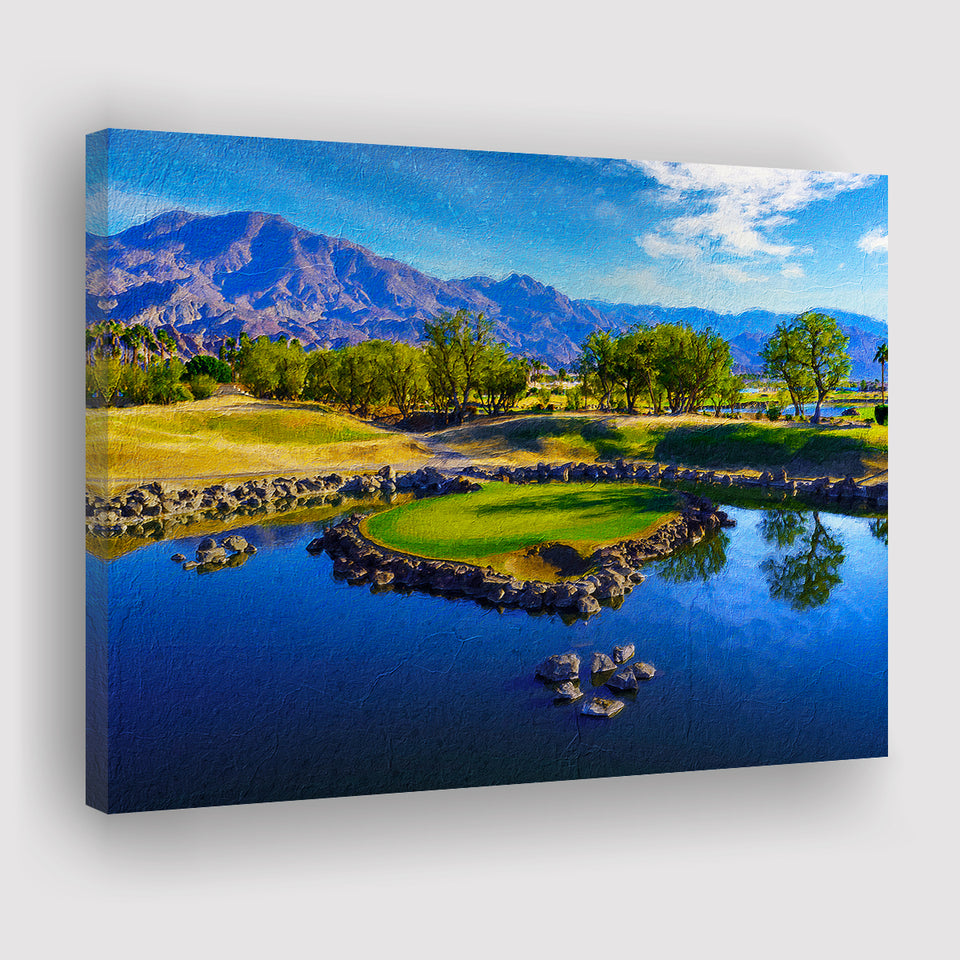Pga West Stadium Course Painting, Hole 17At Califorlia, Golf Art Print, Gift for him, Canvas Prints Wall Art