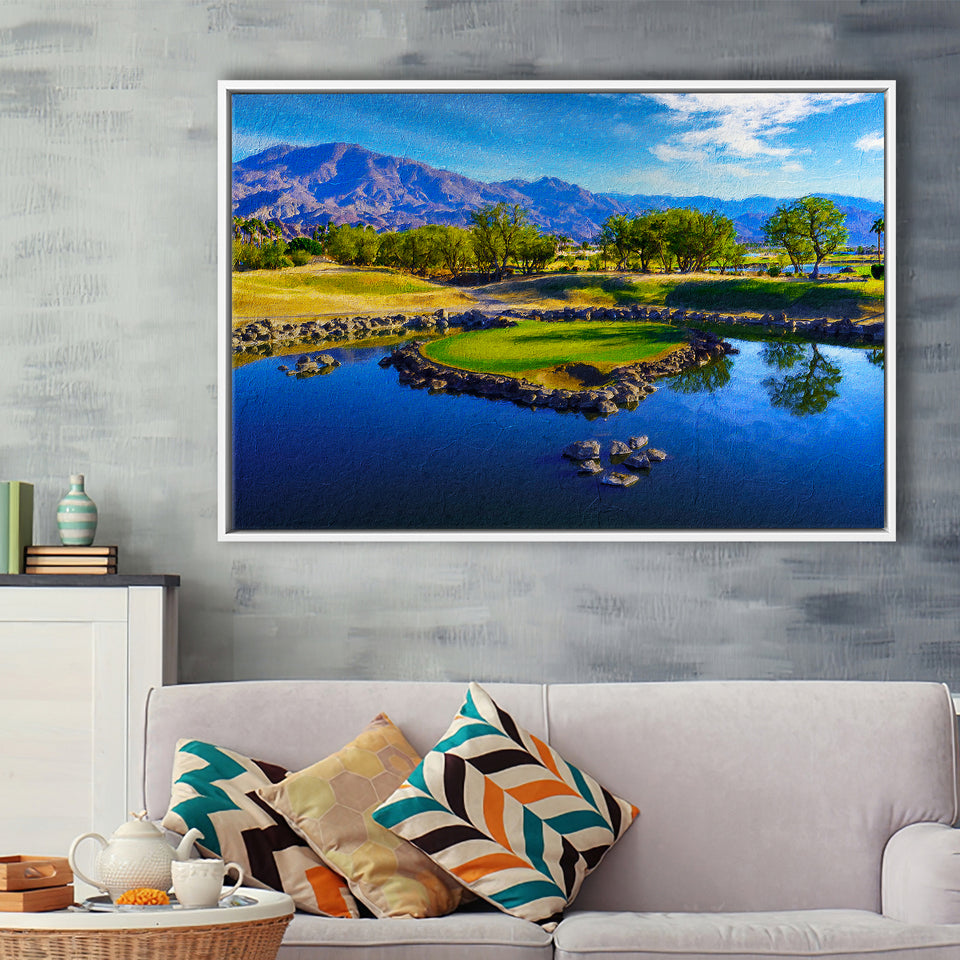 Pga West Stadium Course Painting, Hole 17At Califorlia, Golf Art Print, Gift for him, Framed Canvas Prints Wall Art