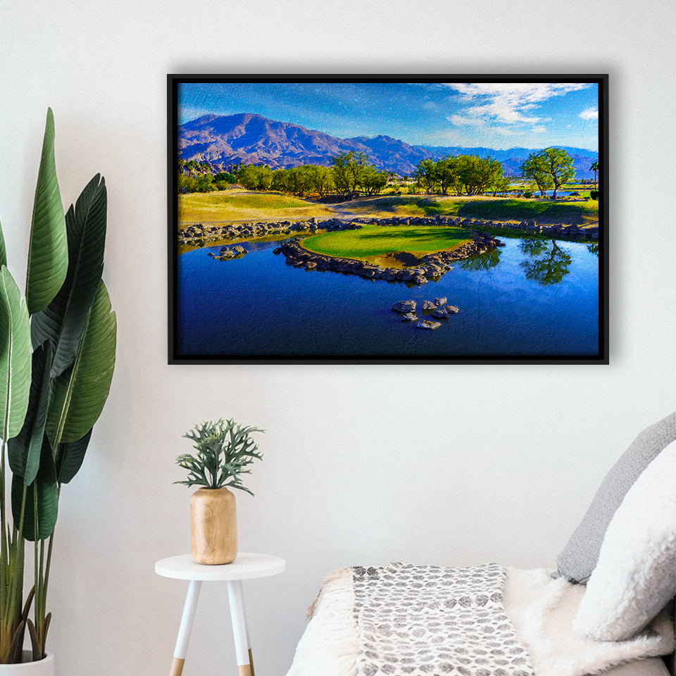 Pga West Stadium Course Painting, Hole 17At Califorlia, Golf Art Print, Gift for him, Framed Canvas Prints Wall Art