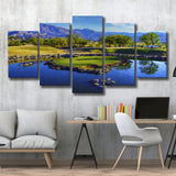 Pga West Stadium Course Painting, Hole 17At Califorlia, Golf Art Print, Mixed 5 Panel, Canvas Prints Wall Art