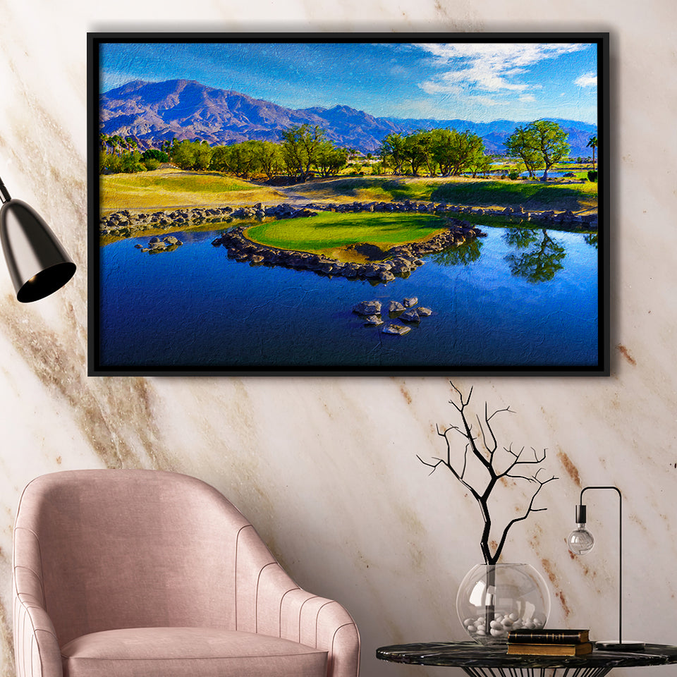 Pga West Stadium Course Painting, Hole 17At Califorlia, Golf Art Print, Gift for him, Framed Canvas Prints Wall Art