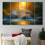 Photography Waterfall In Sunrise Beautiful Scene, Extra Large Canvas, Canvas Print Wall Art Decor