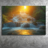 Photography Waterfall In Sunrise Beautiful Scene, Art Print, Canvas Print Wall Art Home Decor
