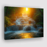 Photography Waterfall In Sunrise Beautiful Scene, Art Print, Canvas Print Wall Art Home Decor
