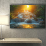 Photography Waterfall In Sunrise Beautiful Scene, Art Print, Canvas Print Wall Art Home Decor
