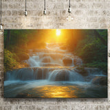 Photography Waterfall In Sunrise Beautiful Scene, Art Print, Canvas Print Wall Art Home Decor