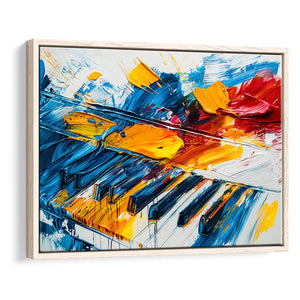 Piano Art Painting Mixed  Color, Framed Canvas Print Wall Art Decor, Floating Frame Painting Canvas