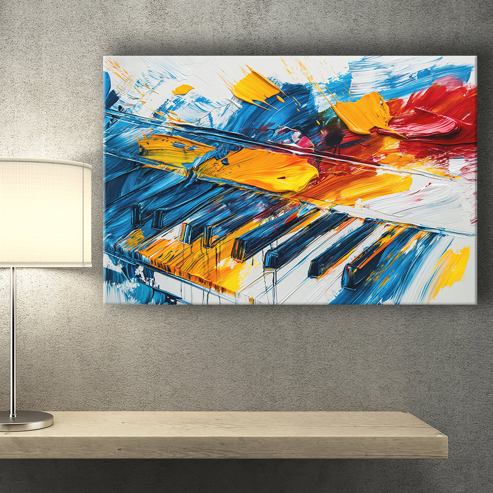 Piano Art Painting Mixed  Color, Canvas Print Wall Art Home Decor, Painting Canvas Art Print
