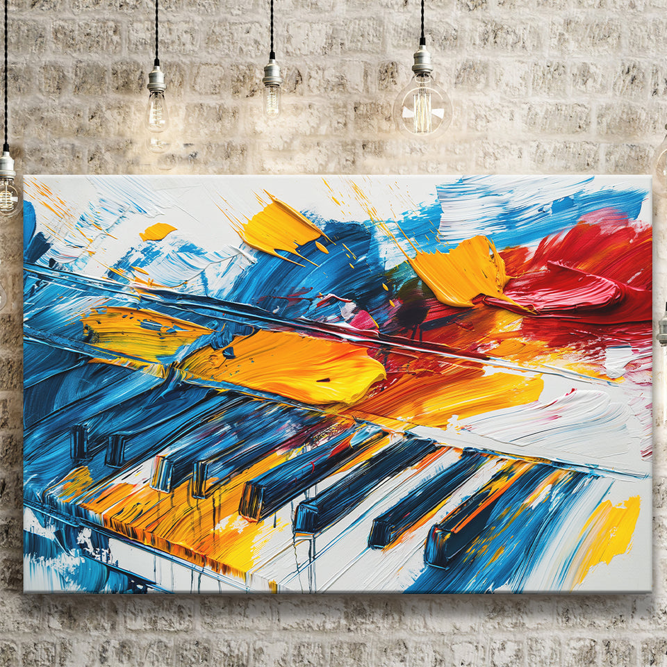 Piano Art Painting Mixed  Color, Canvas Print Wall Art Home Decor, Painting Canvas Art Print