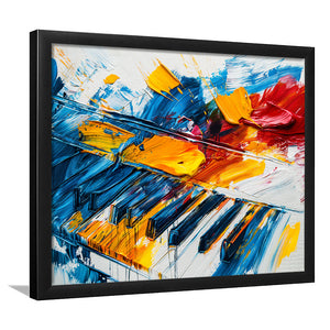 Piano Art Painting Mixed  Color, Framed Art Print Wall Decor, Picture Framed Painting Art