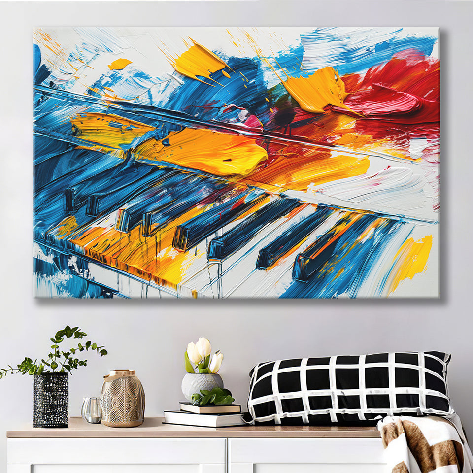 Piano Art Painting Mixed  Color, Canvas Print Wall Art Home Decor, Painting Canvas Art Print