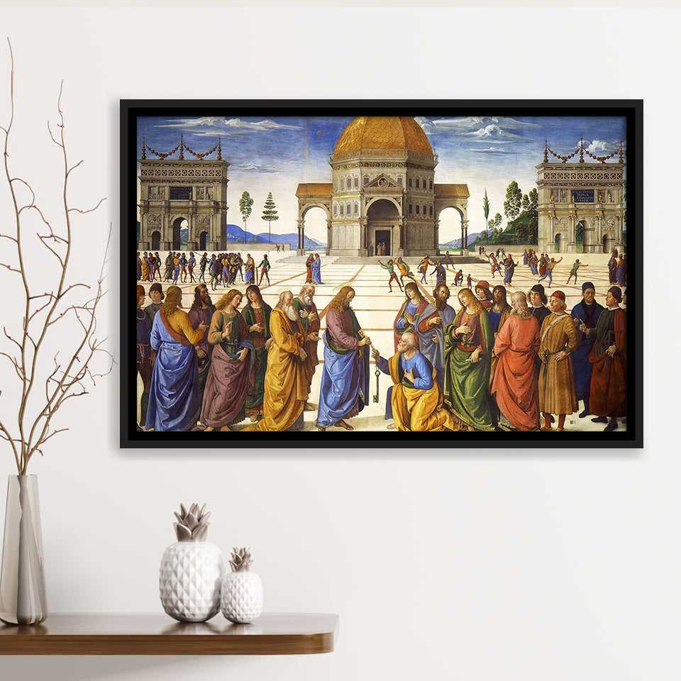 Pietro Perugino,Delivery Of The Keys Canvas Art, Framed Canvas Print Wall Art Decor,Floating Frame