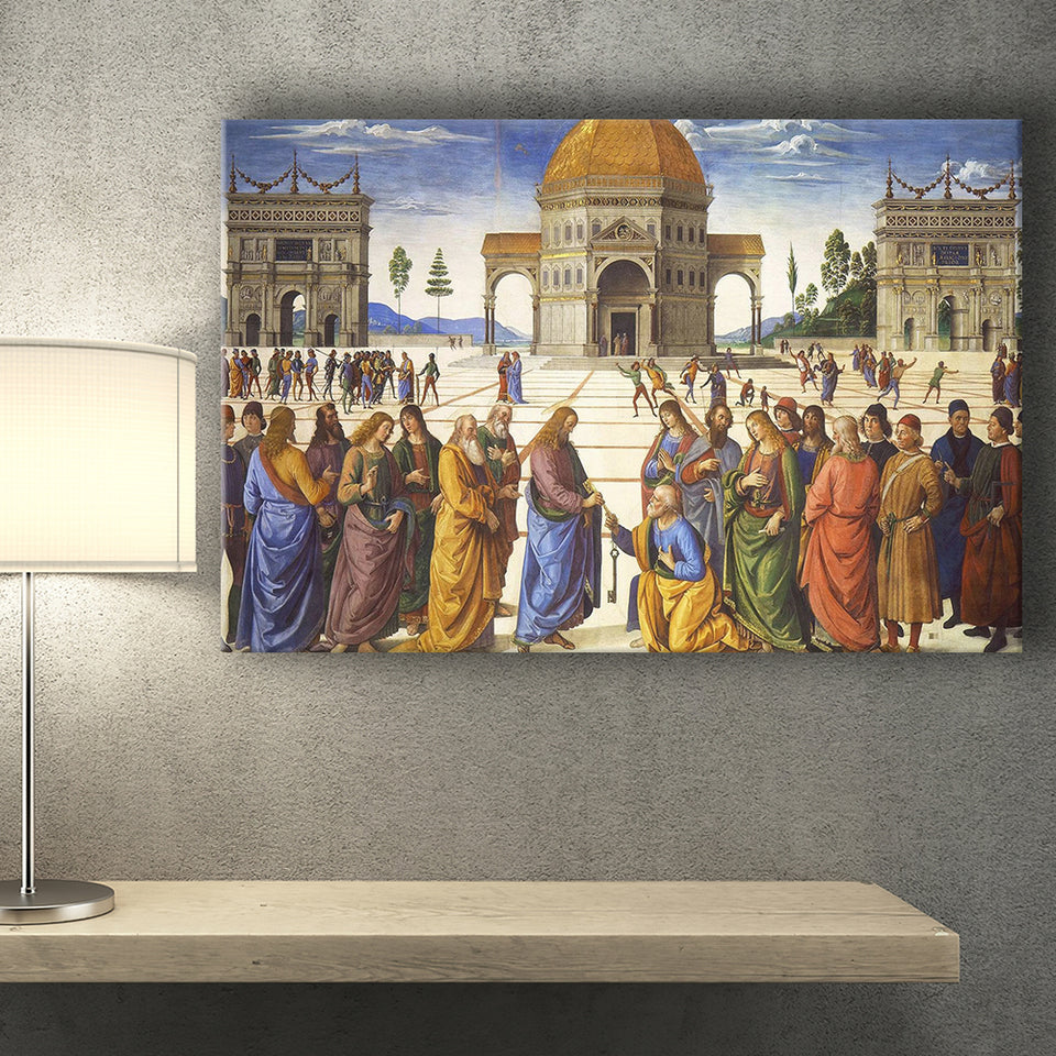 Pietro Perugino,Delivery of the Keys Canvas Art, Canvas Print Wall Art Decor, Landscape Art Print