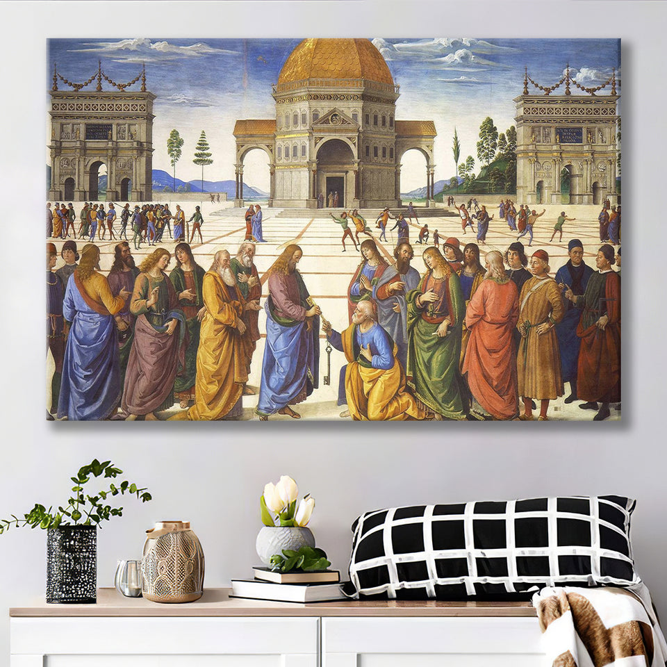 Pietro Perugino,Delivery of the Keys Canvas Art, Canvas Print Wall Art Decor, Landscape Art Print