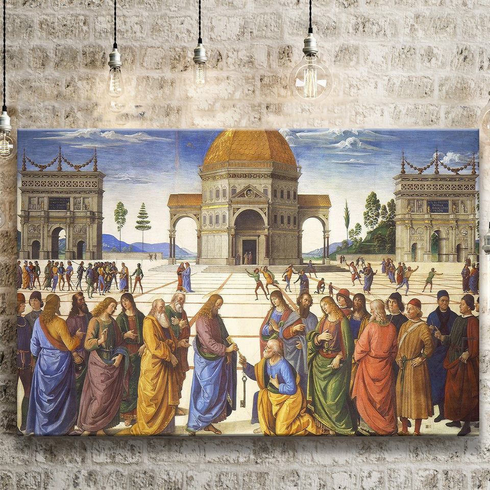 Pietro Perugino,Delivery of the Keys Canvas Art, Canvas Print Wall Art Decor, Landscape Art Print