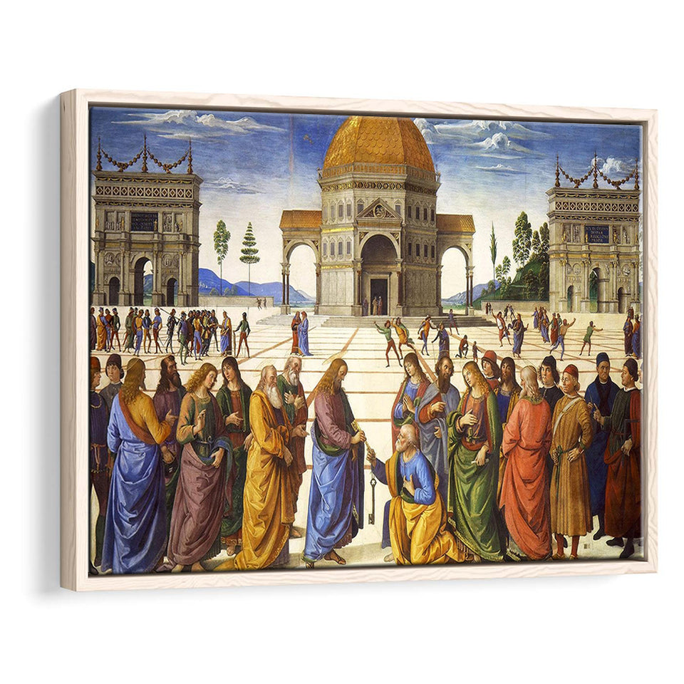 Pietro Perugino,Delivery Of The Keys Canvas Art, Framed Canvas Print Wall Art Decor,Floating Frame