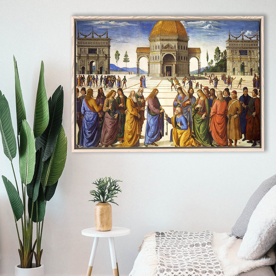 Pietro Perugino,Delivery Of The Keys Canvas Art, Framed Canvas Print Wall Art Decor,Floating Frame
