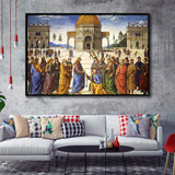 Pietro Perugino,Delivery Of The Keys Canvas Art, Framed Canvas Print Wall Art Decor,Floating Frame