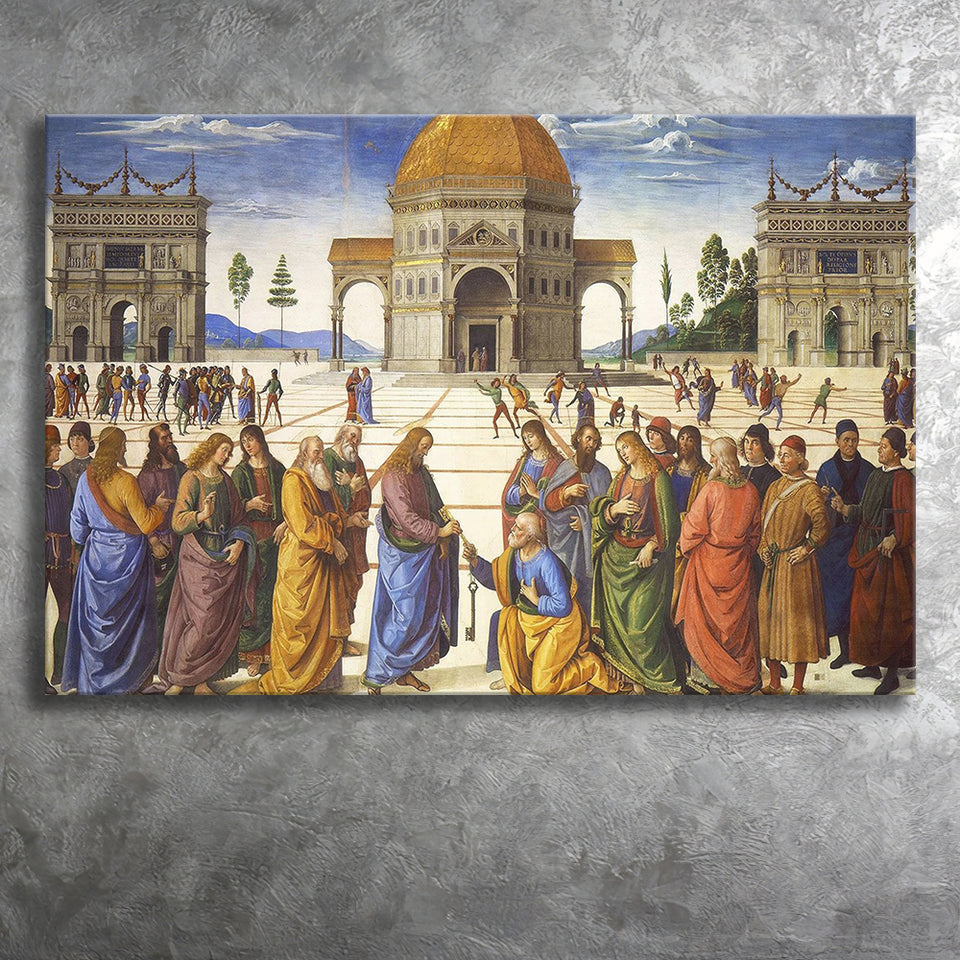 Pietro Perugino,Delivery of the Keys Canvas Art, Canvas Print Wall Art Decor, Landscape Art Print