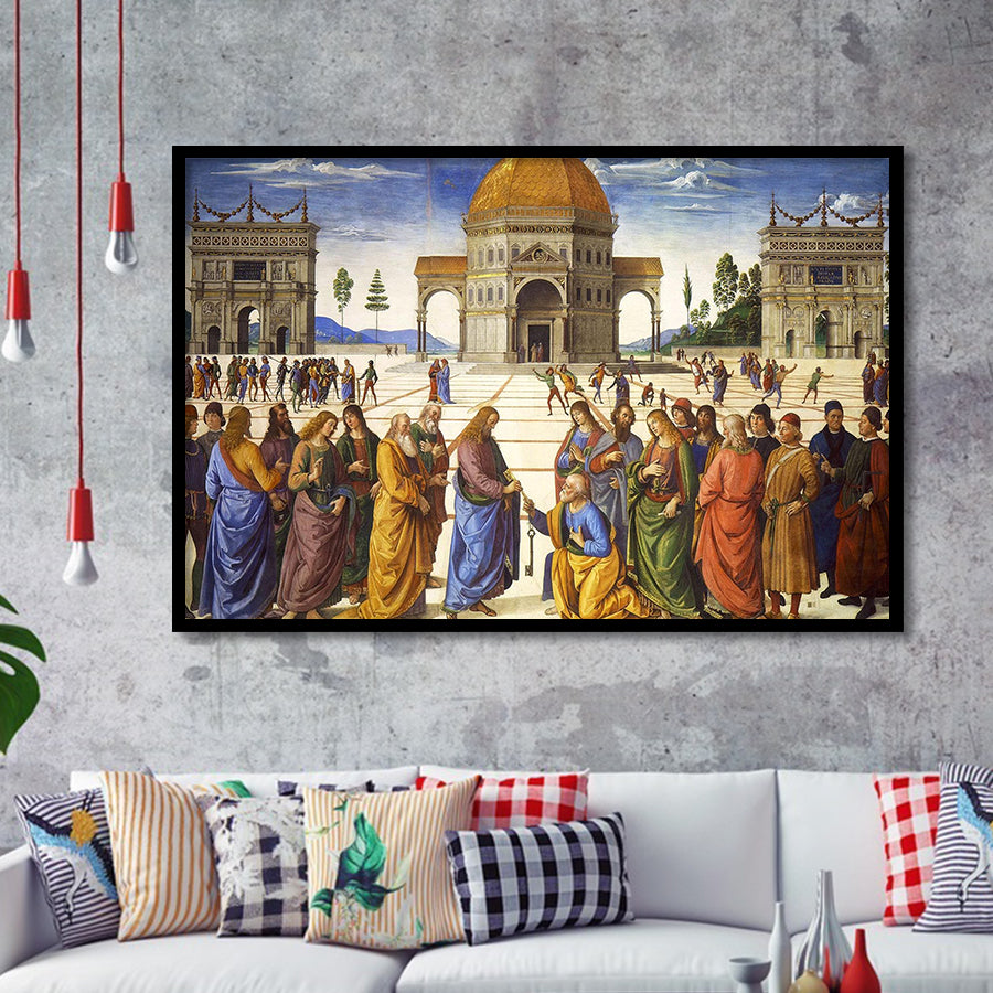 Pietro Perugino,Delivery Of The Keys, Framed Art Print Wall Decor, Framed Picture
