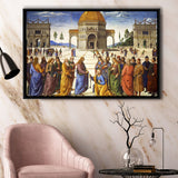 Pietro Perugino,Delivery Of The Keys Canvas Art, Framed Canvas Print Wall Art Decor,Floating Frame