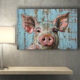 Pig Art Painted On Wood, Animal Art, Canvas Print Wall Art Decor, Landscape Art Print