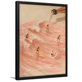 Pink Champagne Surf, Beach House Wall Art, Coastal Summer Print, Rose Wave Decor, Framed Art Print, Fine Art Wall Decor