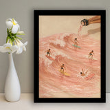 Pink Champagne Surf, Beach House Wall Art, Coastal Summer Print, Rose Wave Decor, Framed Art Print, Fine Art Wall Decor