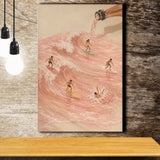 Pink Champagne Surf, Beach House Wall Art, Coastal Summer Print, Rose Wave Decor, Canvas Print Wall Art, Wall Decor