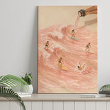 Pink Champagne Surf, Beach House Wall Art, Coastal Summer Print, Rose Wave Decor, Canvas Print Wall Art, Wall Decor