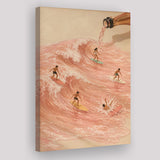 Pink Champagne Surf, Beach House Wall Art, Coastal Summer Print, Rose Wave Decor, Canvas Print Wall Art, Wall Decor