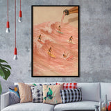Pink Champagne Surf, Beach House Wall Art, Coastal Summer Print, Rose Wave Decor, Framed Art Print, Fine Art Wall Decor