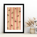 Pink Cowgirl Riders, Western Nursery Wall Art, Striped Ranch Print, Coastal Cowgirl Decor, Framed Art Print White Border