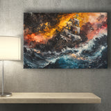Pirate Ship In The Sea With Storm Oil Painting, Canvas Print Wall Art Decor, Landscape Art Print