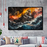 Pirate Ship In The Sea With Storm Oil Painting, Framed Art Print Wall Decor, Framed Picture