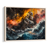 Pirate Ship In The Sea With Storm Oil Painting, Framed Canvas Print Wall Art Decor,Floating Frame