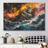 Pirate Ship In The Sea With Storm Oil Painting, Canvas Print Wall Art Decor, Landscape Art Print