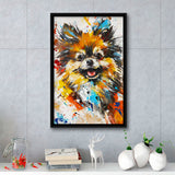 Pomeranian Dog Portrait Painting, Pet Lover Art V1, Framed Canvas Painting, Framed Canvas Prints Wall Art Decor