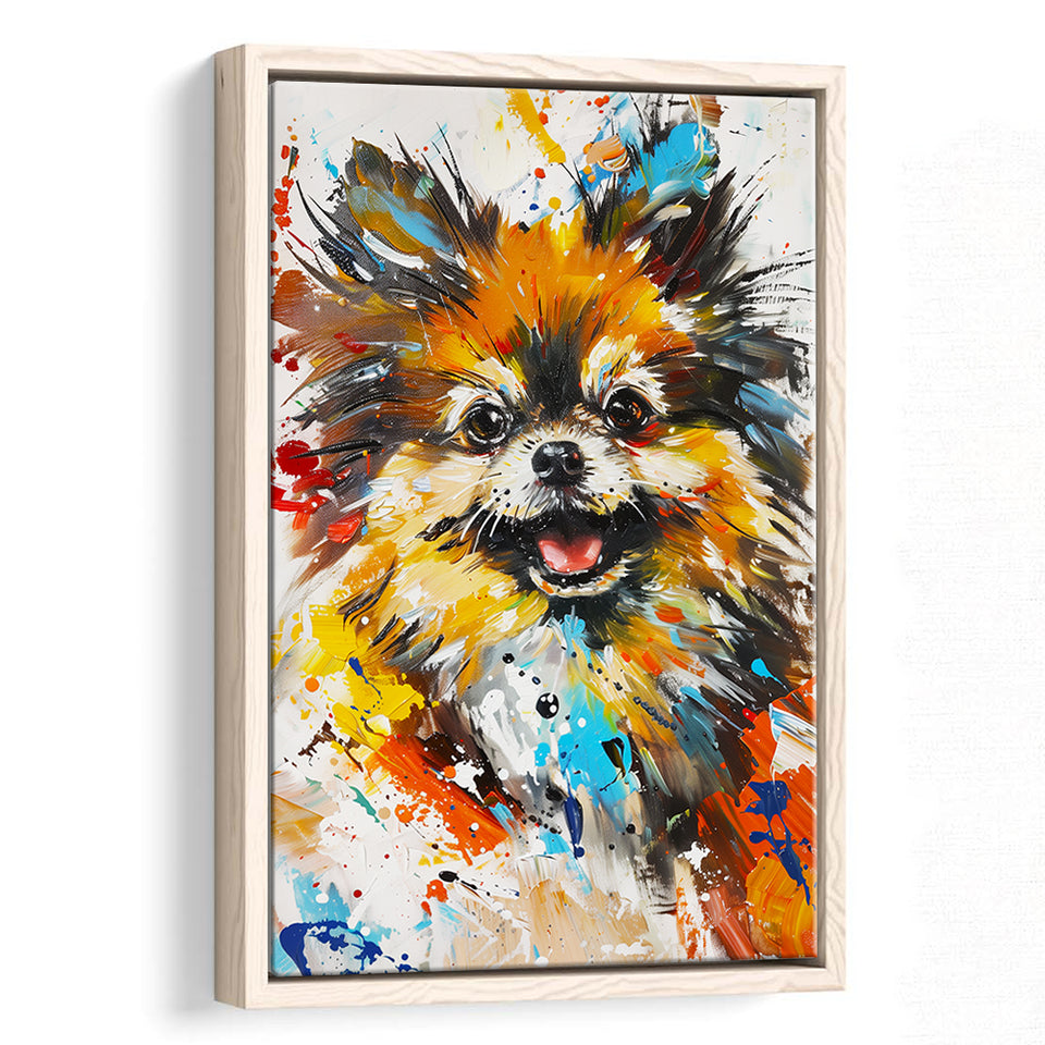 Pomeranian Dog Portrait Painting, Pet Lover Art V1, Framed Canvas Painting, Framed Canvas Prints Wall Art Decor