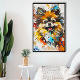 Pomeranian Dog Portrait Painting, Pet Lover Art V1, Framed Canvas Painting, Framed Canvas Prints Wall Art Decor