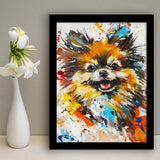 Pomeranian Dog Portrait Painting, Pet Lover Art V1, Framed Art Print Wall Decor, Framed Picture