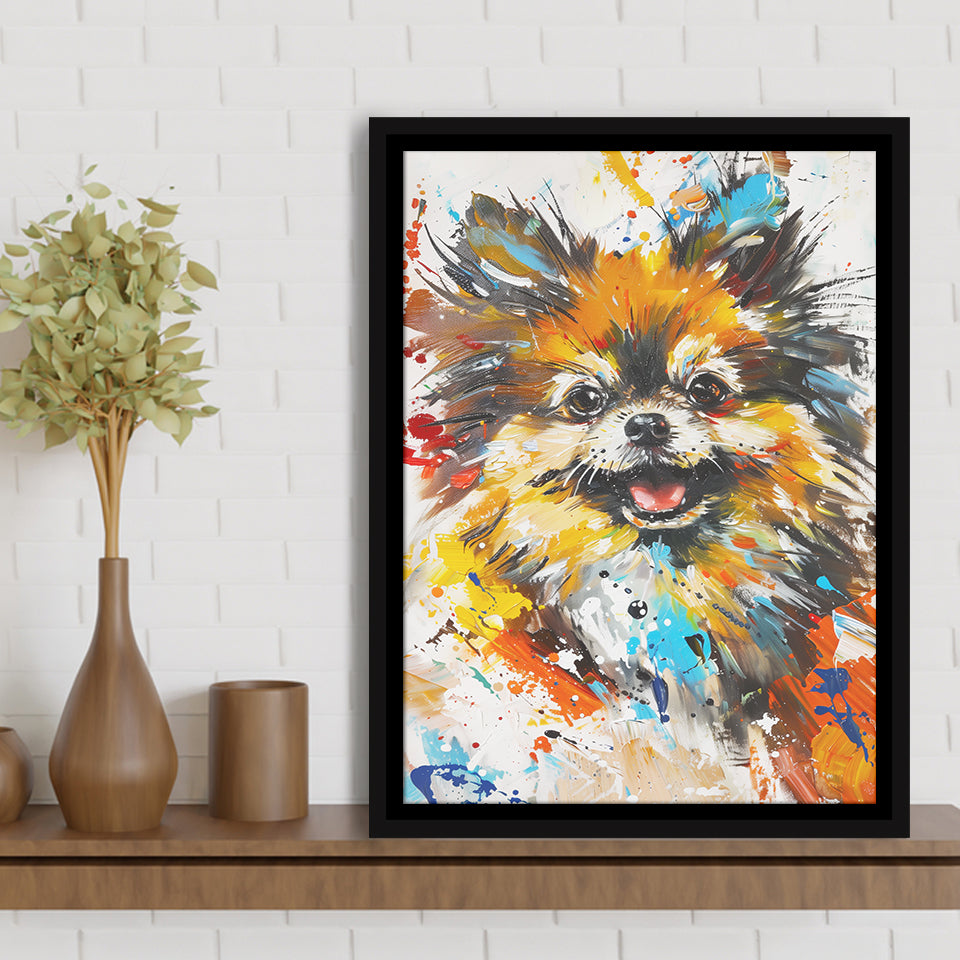 Pomeranian Dog Portrait Painting, Pet Lover Art V1, Framed Canvas Painting, Framed Canvas Prints Wall Art Decor