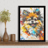 Pomeranian Dog Portrait Painting, Pet Lover Art V1, Framed Canvas Painting, Framed Canvas Prints Wall Art Decor