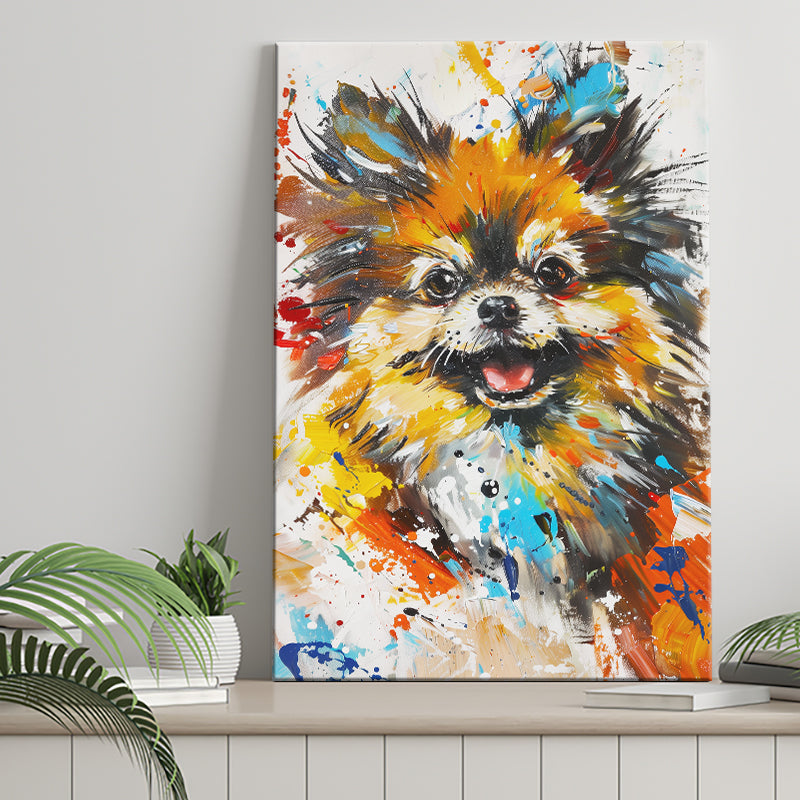 Pomeranian Dog Portrait Painting, Pet Lover Art V1, Canvas Painting, Canvas Prints Wall Art Decor