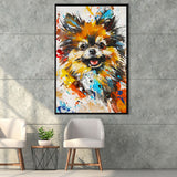 Pomeranian Dog Portrait Painting, Pet Lover Art V1, Framed Canvas Painting, Framed Canvas Prints Wall Art Decor